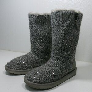 UGG 1104669K Australia Sequin Knit Insulated Winter Boots Big Kids Shoes sz 4
